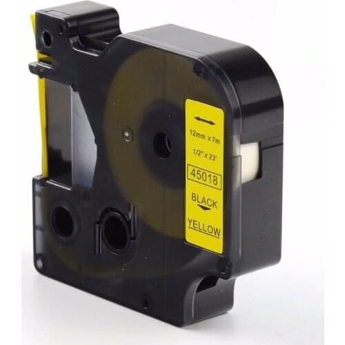 New D1 Tape Cartridge 45018 Black/Yellow 12mm for DYMO Label Manager Printers 2mmx7m