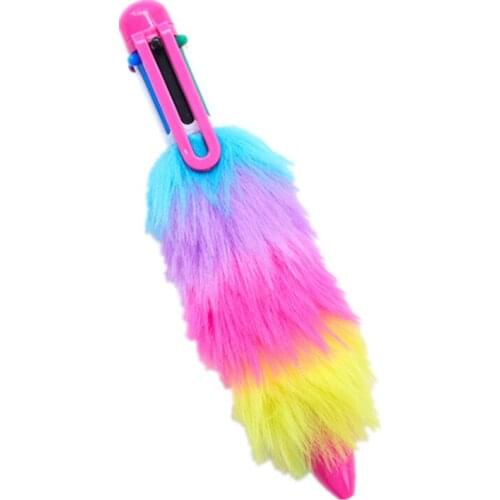 Novelty Multicolor Ballpoint Pen Plush Multifunction Colorful Stationery Creative School Party Supplies