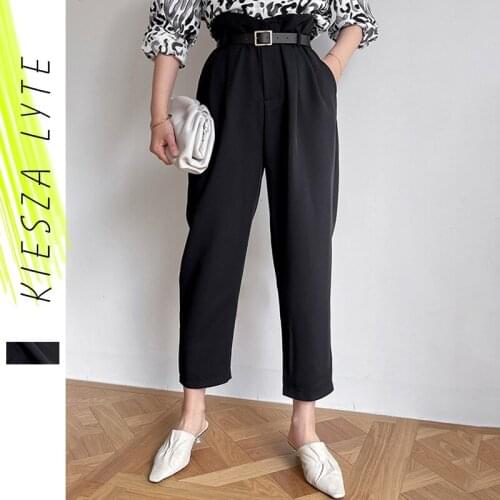 New Women Bud Pant 2021 Spring Summer Ladies Office Solid Casual Trousers Black Ankle-Length Pant Female