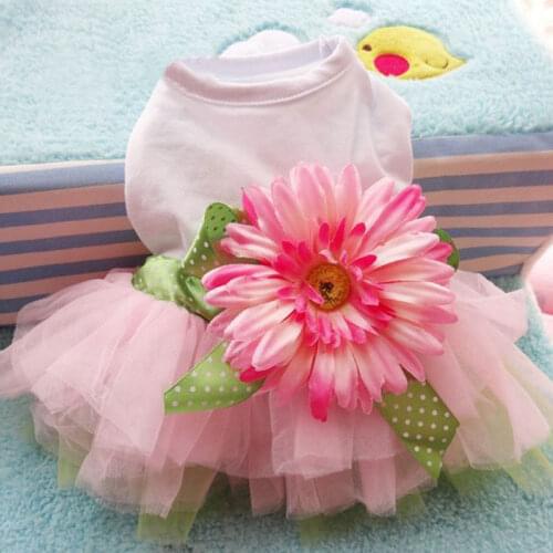 New Dog Puppy Princess Dress Sun Flower Pet Dresses for Small Dogs and Cats Spring Summer Cotton Pet Clothes Sweet Poodle Skirt