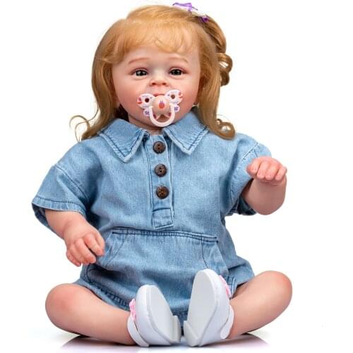 NPK 60CM YANNIK Reborn Cute Girl Version Doll with Rooted hair Toddler Popular Soft Cuddle Body High Quality Doll