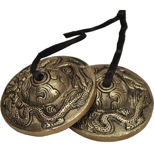 Charming tibet dragonTingsha Bells Tibetan Manjira Cymbals 6.5cm free shipping