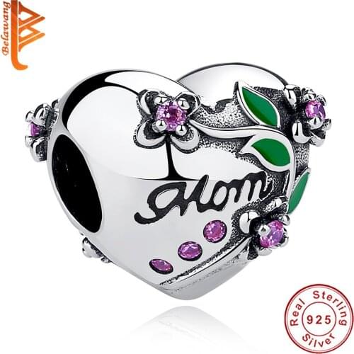 Wholesale 925 Sterling Silver Love Heart Daisy Flower Charms Fit Bracelet Necklace Women Mom Birthday Jewelry Mothers Day Gift