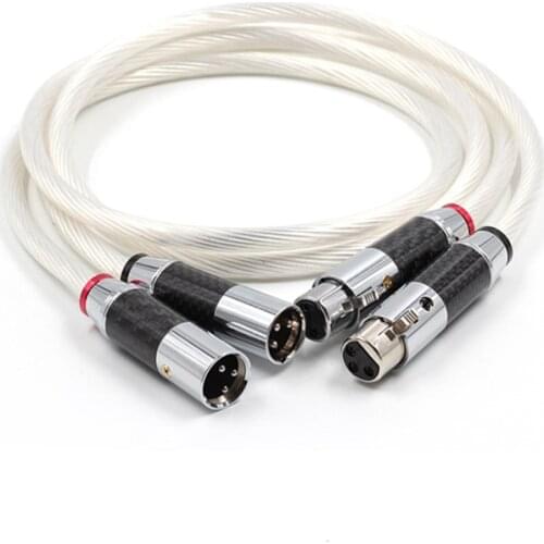 Pair Hifi XLR Cable Pure 7N OCC Silver-Plated Audio Cable With Top Grade Carbon Fiber XLR Plug