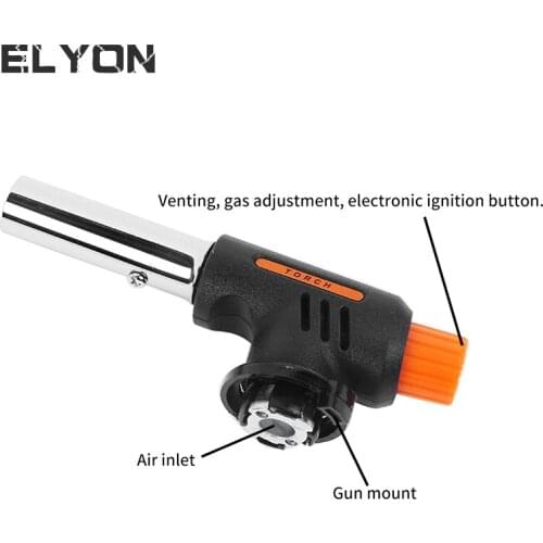 ELYON Outdoor Cassette Spray Gun Welding Gas Flamethrower Butane Gas Torch Igniter Camping Hiking Heating Flame Torch Gun