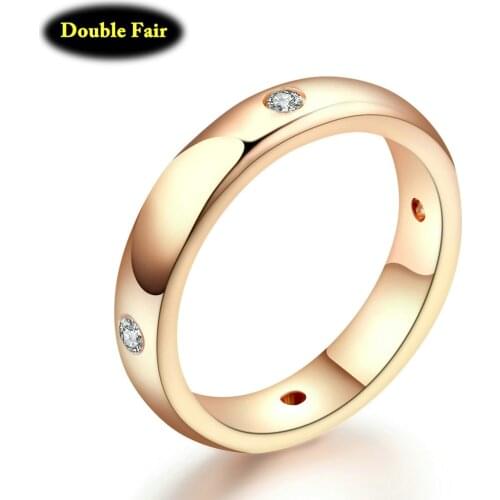 Simple Elegant Trendy Jewelry For Women Engagement Rose Gold Silver Color Round Brand Rings Cubic Zirconia Wholesale DWR241