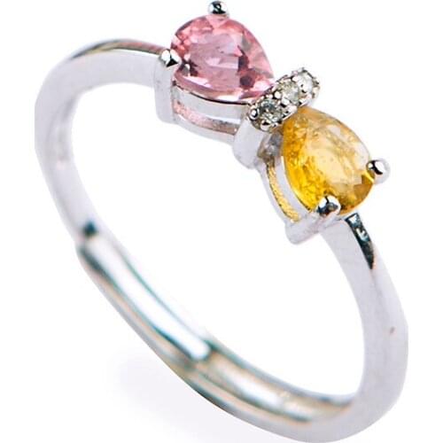 Drop Shipping Fashion Woman Lady Party Rings Adjustable Size Gems Stone Crystal Natural Tourmaline Ring