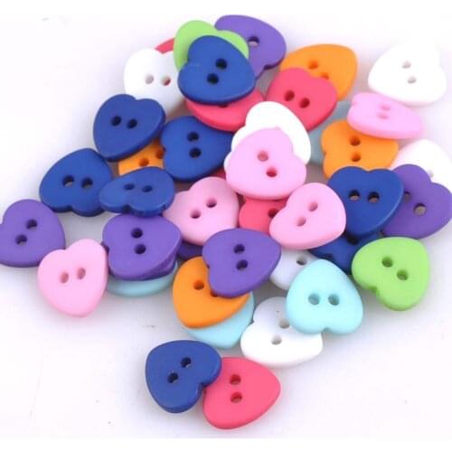 50pcs Heart Resin Buttons 2 Holes Fit Sewing And Scrapbooking 12x12mm Sewing Accessories For Clothing MT0874X