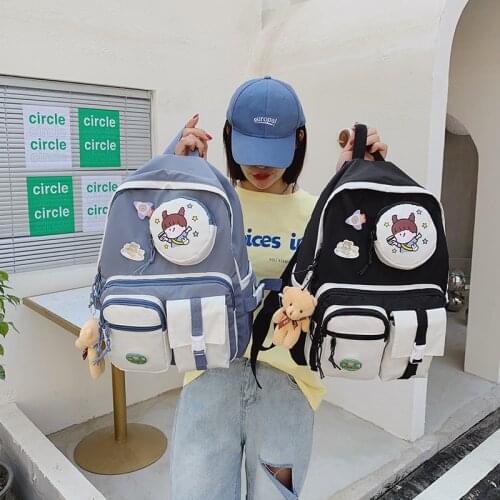 Kawaii Small Fresh Color Matching Womens School Bag 2021 Summer New Large-capacity Backpack Nylon Waterproof Travel Bags