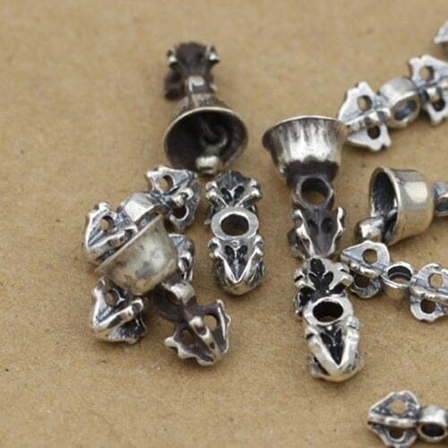 Handmade 925 Silver Dorje & Bell Amulet Tibetan Dorje Buddhist Dorje Bell Amulet Malas Counter Charms