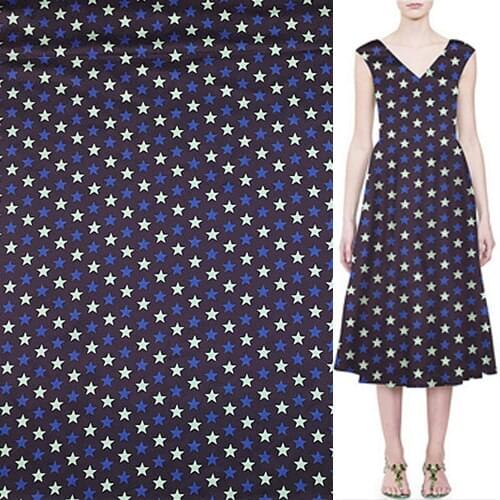 Fashion star print silk stretch satin silk fabric 19momme 144cm width,SSC388