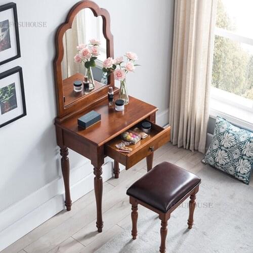 Solid Wood Household Furniture Dressers Cloakroom Homestay Hotel Vanity Desk Small Apartment Bedroom Dressing Tables with Drawer