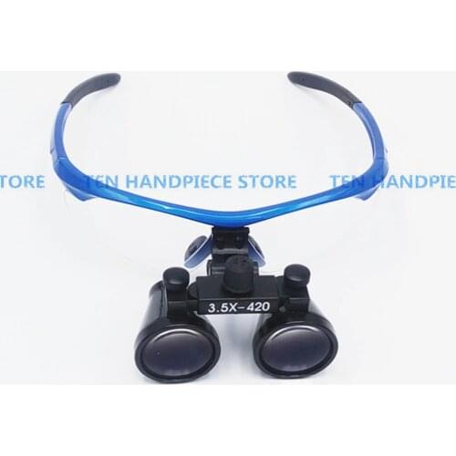 Blue 2.5X- 420mm or 3.5X -420mm magnifiying surgical loupe adjustable size Galileo optical glasses dental dentist magnifier
