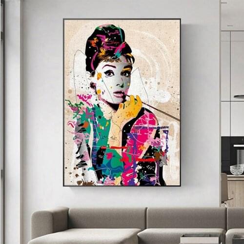 Audrey Hepburn Modern Abstract Canvas Painting Modular Posters and Prints Wall Art Pictures for Living Room Cuadros Home Decor