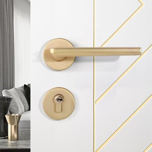 Modern Zinc Alloy Door Handle Lock Bedroom Silent Safety Door Locks Interior Mechanical Split Lockset Front Back Handle Suit