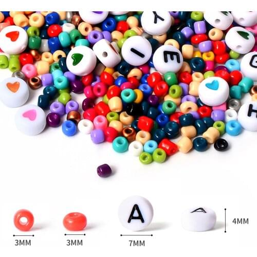 28 Grid Glass Seed Beads and English Letter Love Heart Beads Kit For Jewelry Making Diy Bracelet Necklace Accessories