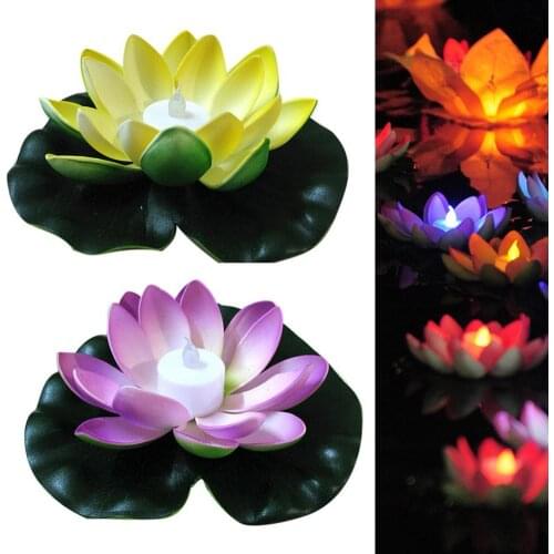 LED Flood Light Artificial Lotus Floating Flower Shape Lamps For Outdoor Swimming Pool Wishing Party Supply