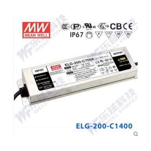 Taiwan Meanwell Waterproof Power Supply ELG-200-C1400B 200w 1400ma Driver