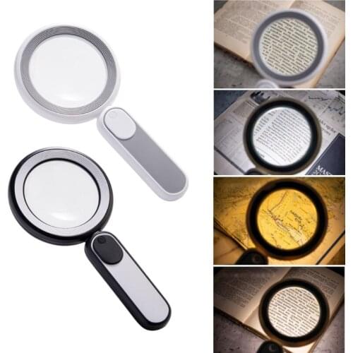 Portable Illuminated Magnifier 8X Lenses Magnifying Glass with Handle & 21 LED Lights Touch Switch USB Zoom Tool