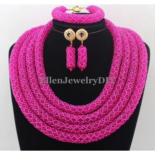 Splendid Statement Necklace African Beads Jewelry Sets Nigerian Wedding Crystal Jewelry Set Womens Jewellery Set W12662