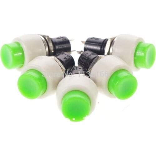 Green Hole 10mm 2 Pin SPST OFF-(ON) 2A 125VAC NO Maintained Push Button Switch