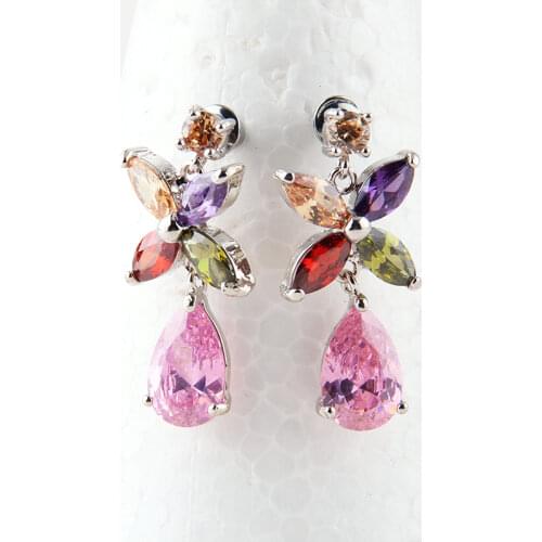 MOODPC Free shipping Ladies Luxury Drop Earrings Fashion Zircon Earring 2 pair Nickel & Lead Free