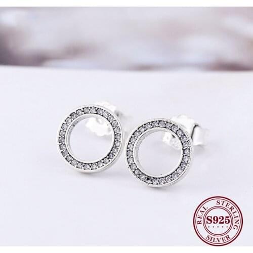 Bewill New Real 925 Sterling Silver Earring Eternal Shining Ring Earrings For Women Wedding Gift Fashion Jewelry