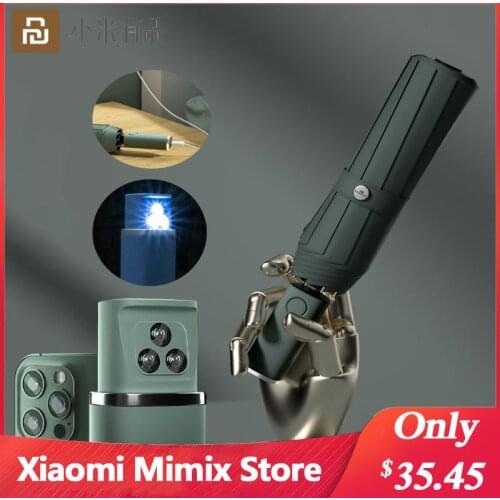 Youpin Zuodu Umbrella Windproof Automatic Folding Umbrella Rain iPhone Three-camera Light Umbrella Handle Rechargeable Parasol