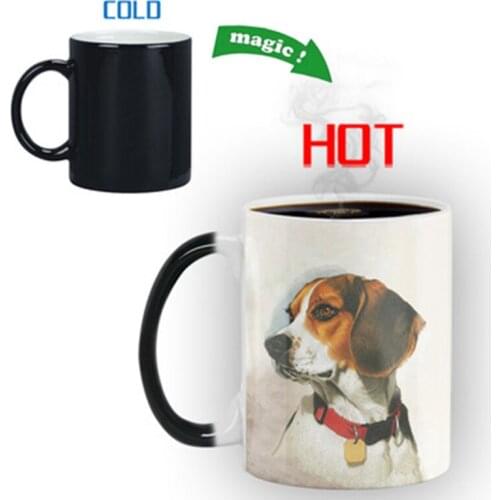 1Pcs New 350mL Loves Dogs Magic Coffee Mugs Creative Printed Letters Color Changing Milk Tea Juice Ceramic Cup Gifts for Friends