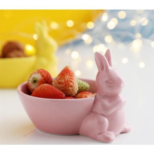 1Pc Easter Bunny Shaped Bowl Salad Snack Bowl Restaurant Kitchen Bowl Tableware (Pink)