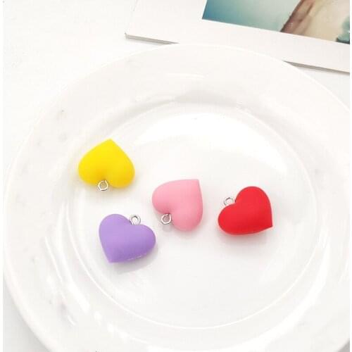 10pcs Candy Color Soft Heart Charms DIY Stud/Drop Earrings Making Pendants Necklace Hair Accessories Women Jewelry Findings