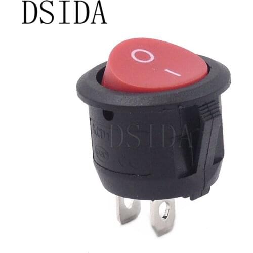 5PCS AC 6A 10A 250V On Off Snap SPST Round Boat Rocker Switch Red 2Pin Power Switch Push Button Switch 20MM Diameter Red