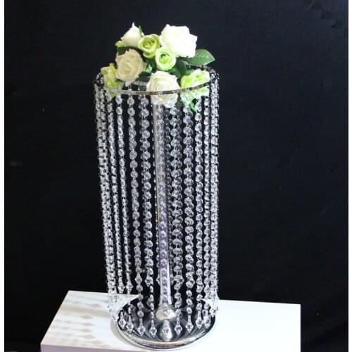 60cm Tall Wedding Flower Centerpieces Artificial Flower Arrangement Metal Flower Stand Pot Crystal Crystal Wedding Columns