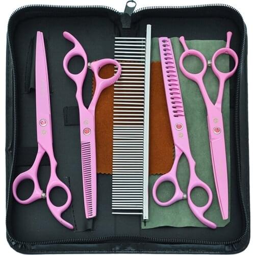 7.0" Purple Dragon Pets Grooming Scissors Japan 440c Dogs Straight Curved Cutting Thinning Shears Animal Trimming Tijeras B0037B