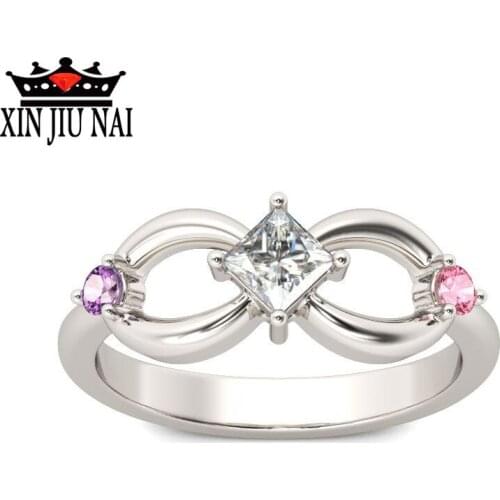 925 anillos silver Jewelry CZ Infinity Endless Love Claddagh 8 Shape Rings For Women Purple Crystal Wedding Ranel feminino