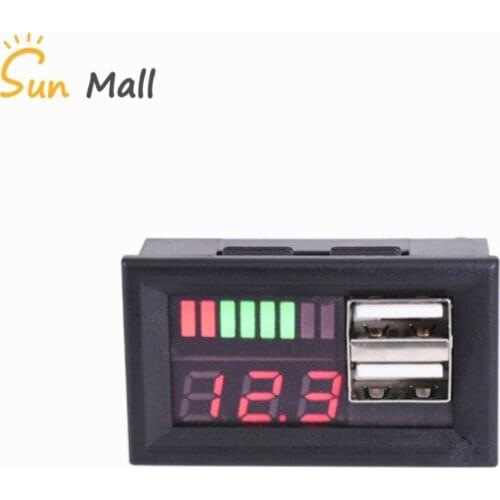 DC12V Automotive 12V Battery Voltage Display Head Integrated Dual USB output 5V2A Voltage Conversion