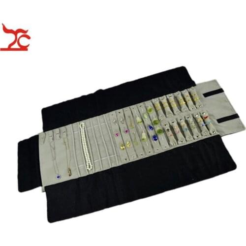 Velvet Jewelry Display Roll Bag Necklace Earrings Pendant Bracelet Carry Case Watch Ring Storage Holder Jewelry Display Pouch