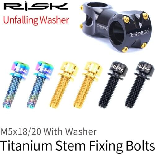 6pcs M5*18 M5*20 Stem Fixing Bolts With Washer Titanium Alloy Fixed Screw for Bike Stem Cycling Bolts with Gasket Gold Black