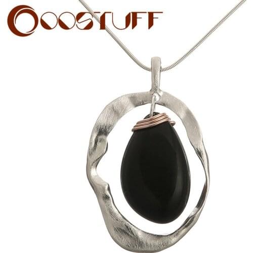 Trend Long Chains Necklace for Women with Statement Suspension Pendants Vintage Silver Color Initial Decoration Goth Accessories