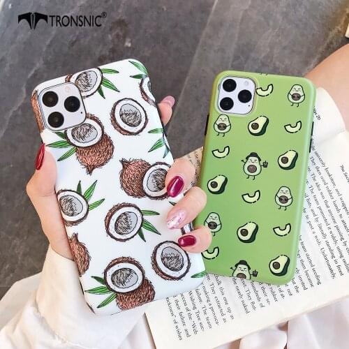 Green Avocado Coconut Phone Case for iPhone 11 Pro Max XR XS MAX Soft Matte Fruit Luxury Case for iPhone 6s 7 8 Plus White Cover