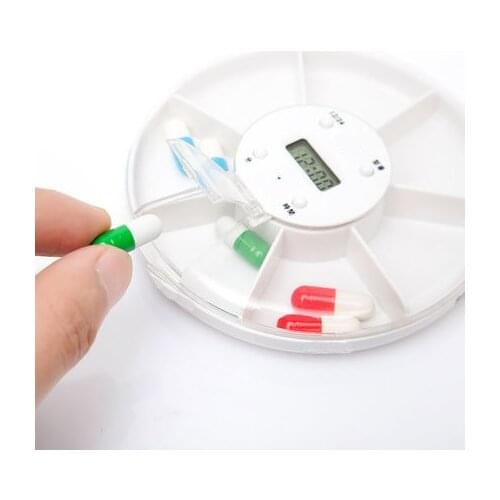 Smart reminder sealed pill grids Intelligence Electronics Timing Pill Cases Medicine Box Container Tablet Storage Case Circular