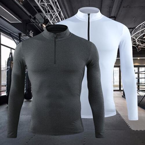 Mens Dry Fit Compression Shirt Fitness Rashguard Long Sleeves Running Gym T Shirt Sport Football Shirt Polyester Men t-shirt