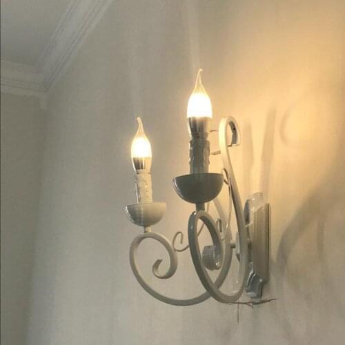 Home Pastoral rustic metal crystal lighting Bedroom Led Wall Light Bedside Lamp Warm Iron Candle Wall Lamp porch walkway light