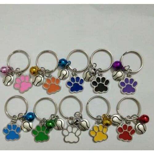 Hot(Enamel dog paw)Enamel Anti-Theft Purse Bell Flyball Dog Charm Pendant Decorative Key Chain Ring Keychain For Car 1550