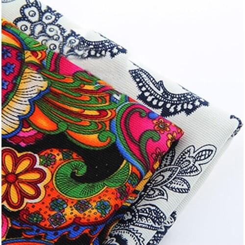 Upholstery Canvas Fabric Cotton Duck Fabric For Shirt Home Decrotion Handmade Cushion Black and red flower two loaded 50x50cm