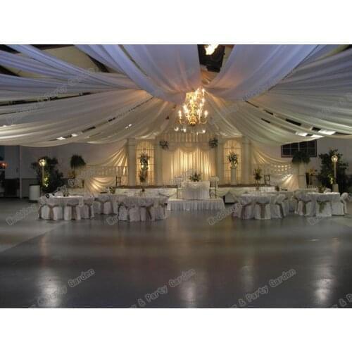 Good Quality White Luxury Wedding roof Drape Canopy Drapery 12mx1.4m Wedding roof Drape chuppah curtain 10pcs