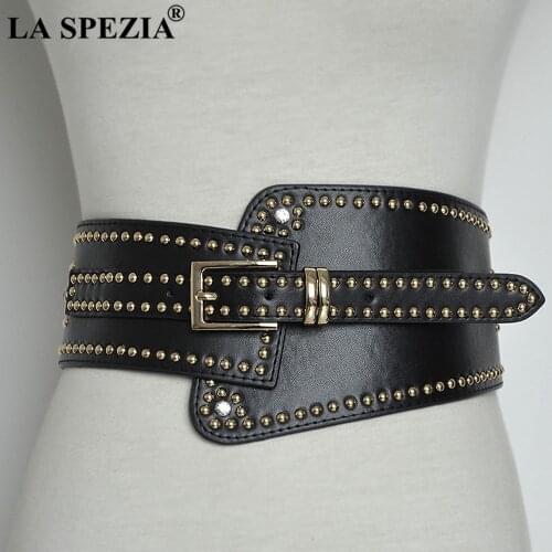 Leather Belts For Ladies Red Wide Belts For Dresses Women Cummerbunds Rivet Red Womens Fashion Corset