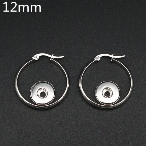 Fashion Round stainless steel Drop earrings snap earrings fit 12MM snap buttons jewelry JA0021