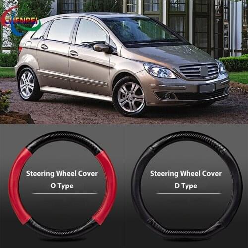 38cm Non-Slip Dreathable Carbon Fiber Steering Wheel Cover For Mercedes-Benz B200 Car interior decoration accessories