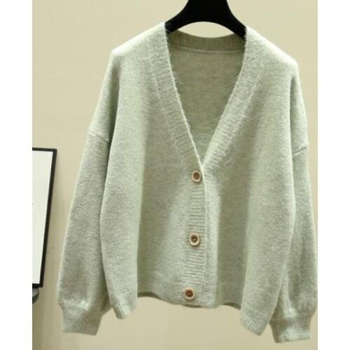 Solid Cashmere Sweater Cardigan Women 2021 Autumn Winter Casual Cardigan Korean Fashion Winter Knit Jacket Sueters Mujer 17192